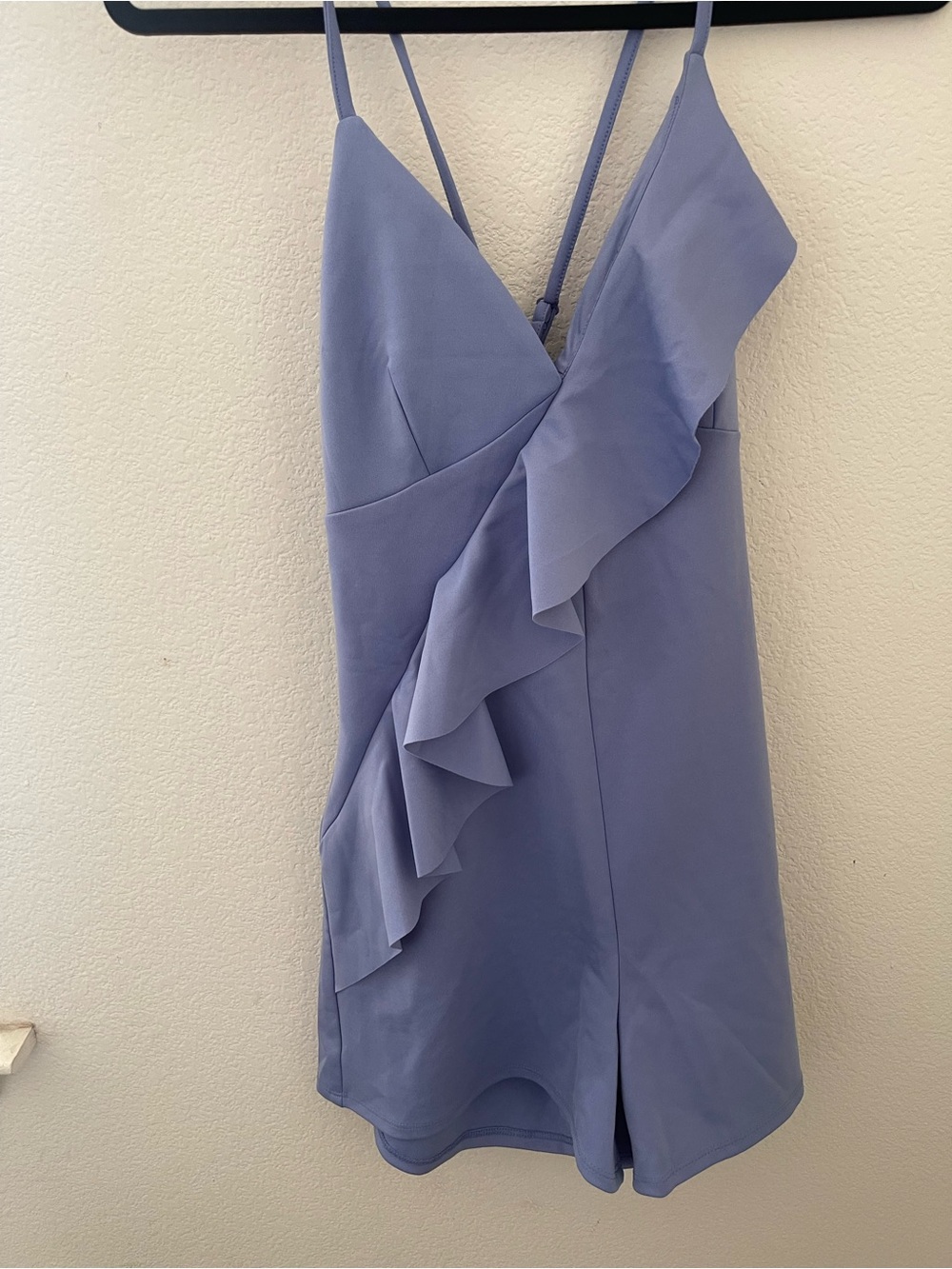 NWT-ASOS Lavender Romper with scuba Ruffle Detail.